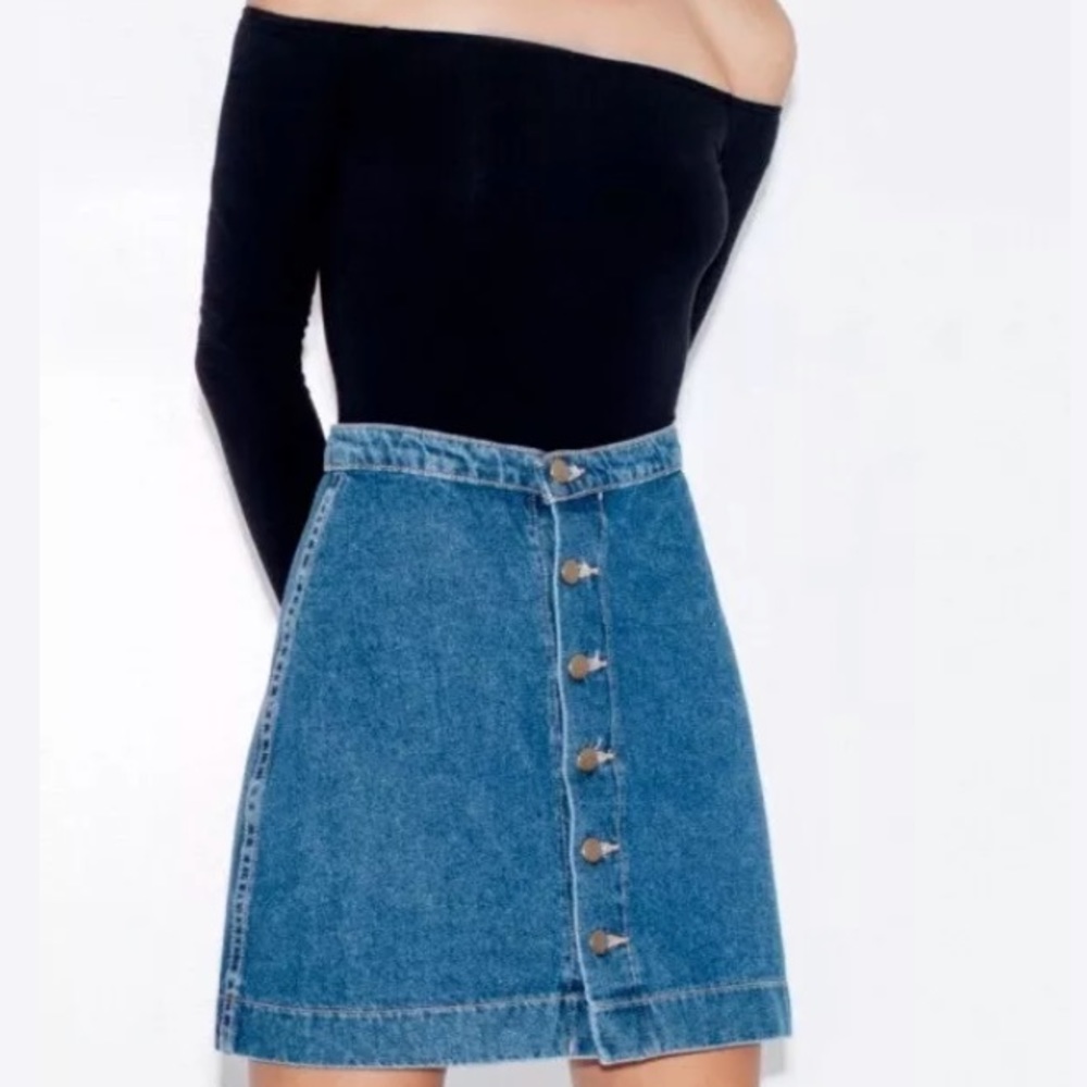 American apparel denim button sz L A-line skirt